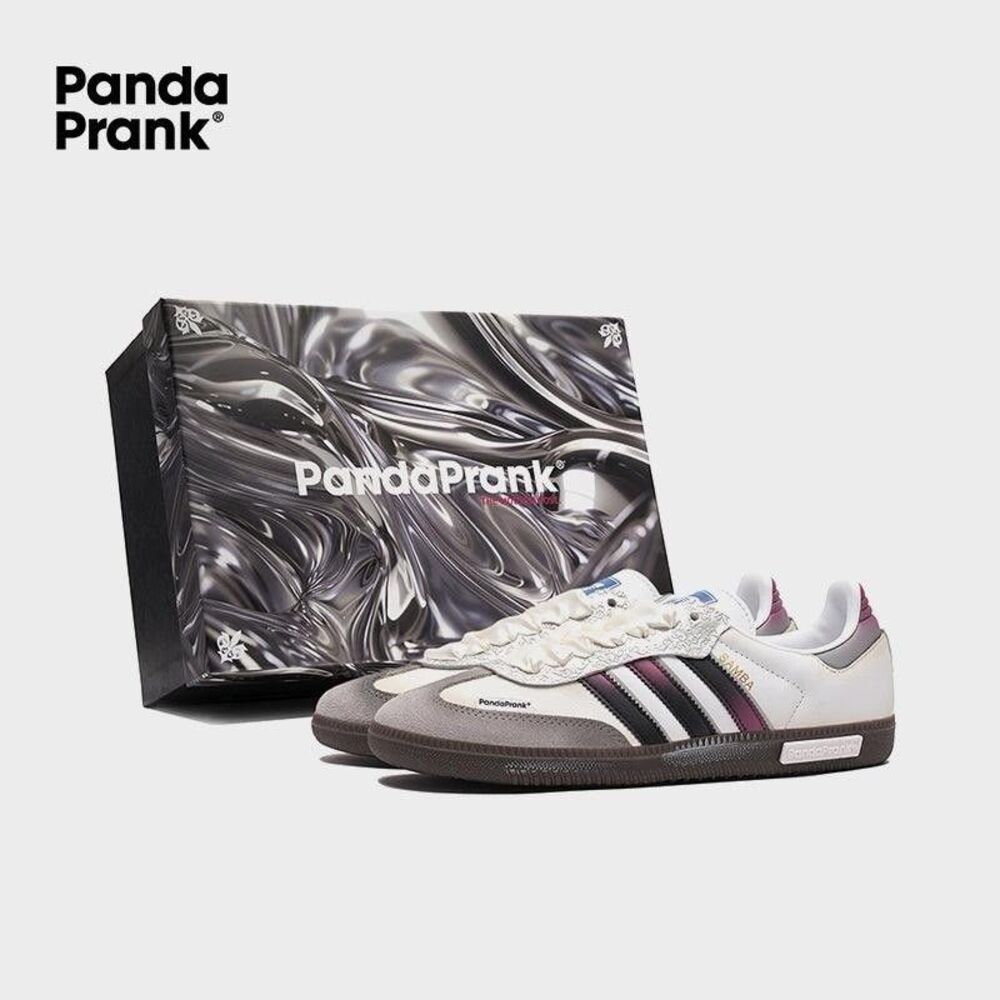 Panda Prank Adidas Samba OG Low Gray Rose Wall - Unisex Custom Rare Shoes Sz 12